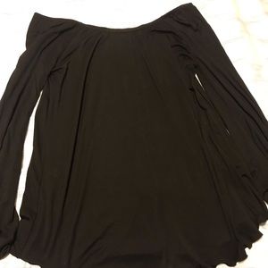 Black Off the Shoulder Long Sleeve Top